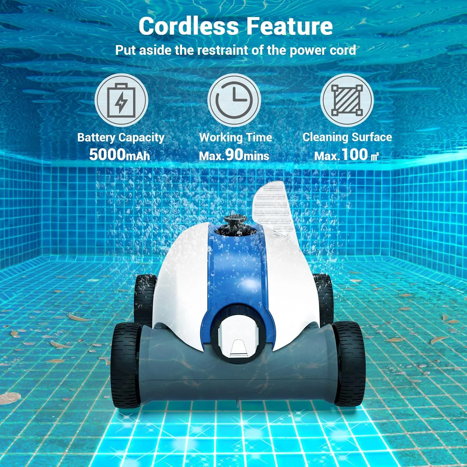 PAXCESS Robotic Pool Cleaner – Automatic Wired Pool Vacuum with Dual Drive Motors PAXHJ1008POOL - Image 2