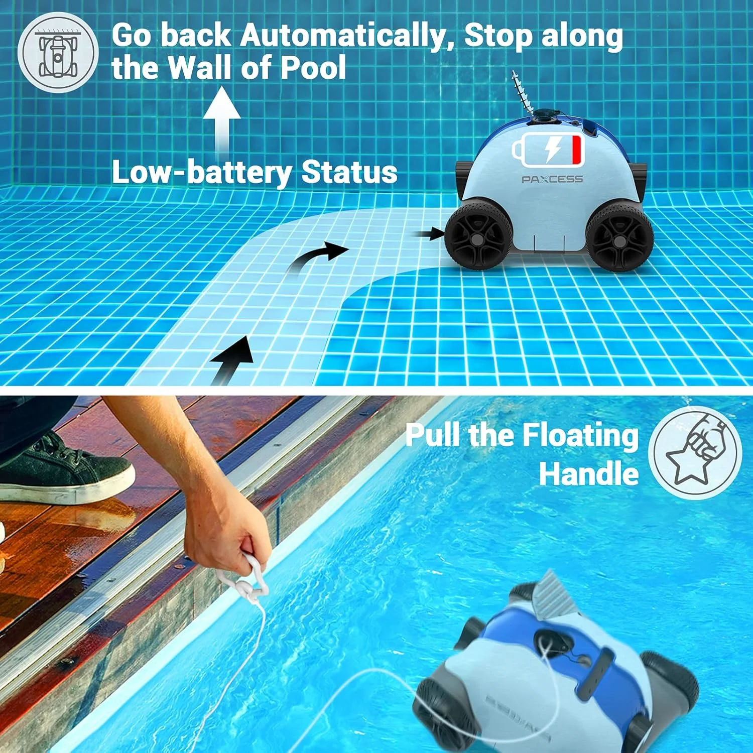 PAXCESS Robotic Pool Cleaner – Automatic Wired Pool Vacuum with Dual Drive Motors PAXHJ1008POOL - Image 3