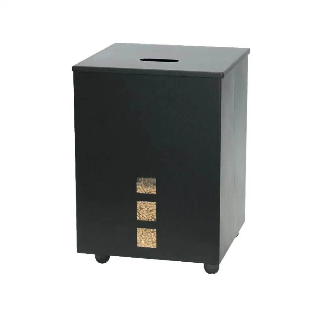 Pellet Holder Steel Container with Wheels and Lid 30kg 66lb Capacity Black PC02