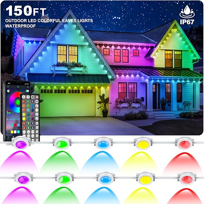 Permanent Outdoor LED Eave Lights Waterproof App Controlled RGB House Lighting - Image 3