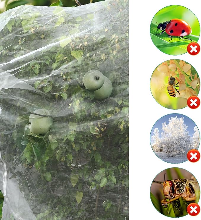 PEUTIER 10 ft x 10 ft Fruit Tree Netting Bag – Garden Bird Net Cover with Zipper and Drawstring - Image 3