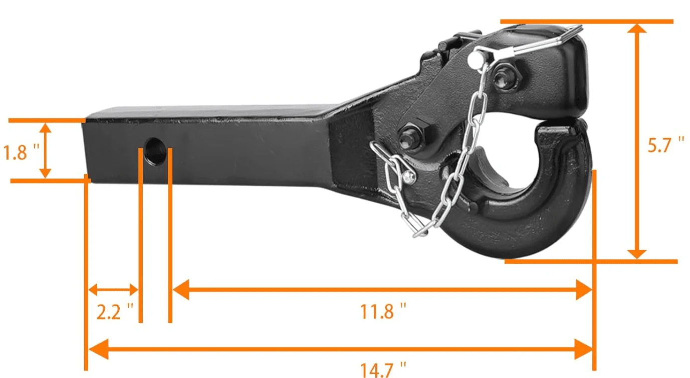 Pintle Hitch 2" Receiver Hook – Heavy-Duty 10 Ton Towing Capacity PH10T57 - Image 2
