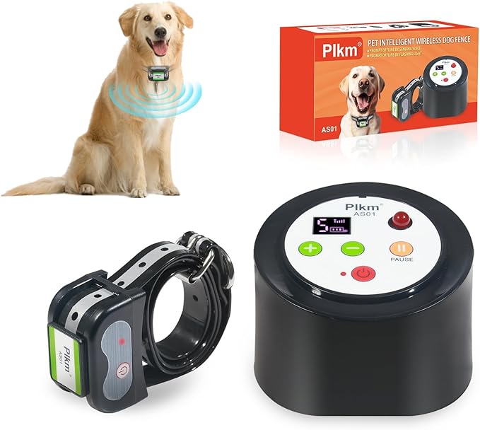 PLkm AS01 Wireless Dog Fence System Rechargeable Pet Containment Collar