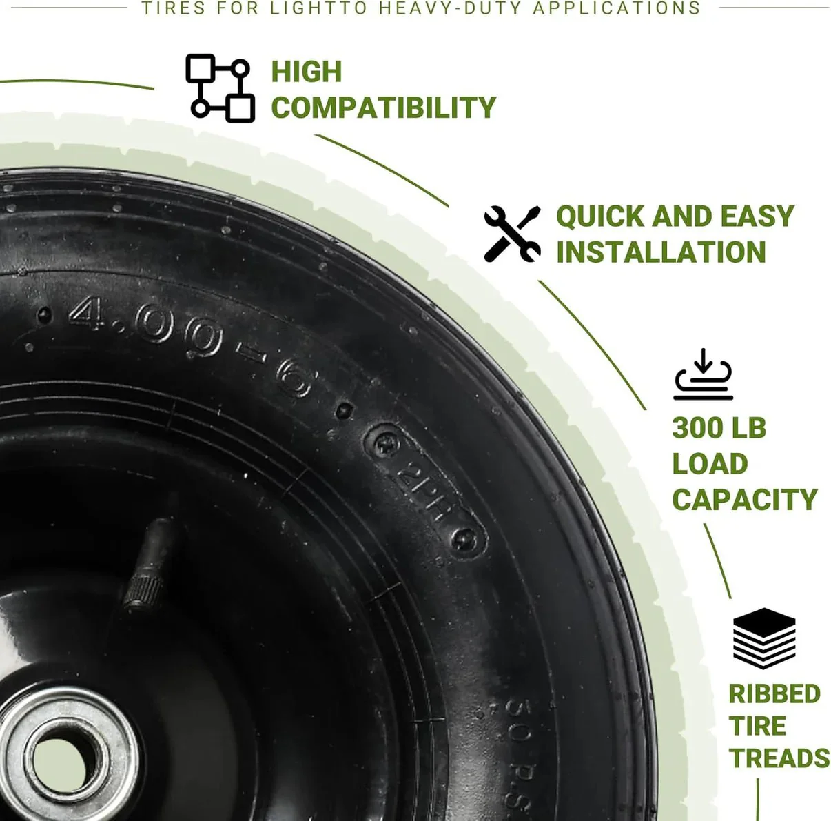 Pneumatic Tire & Wheel Assembly 2-Pack Replacement Wheels 2.80/2.50-4, 13x4.00-6 & 4.80/4.00-8 for Hand Trucks, Wheelbarrows, Carts, Dollies & Garden Trailers - Image 14
