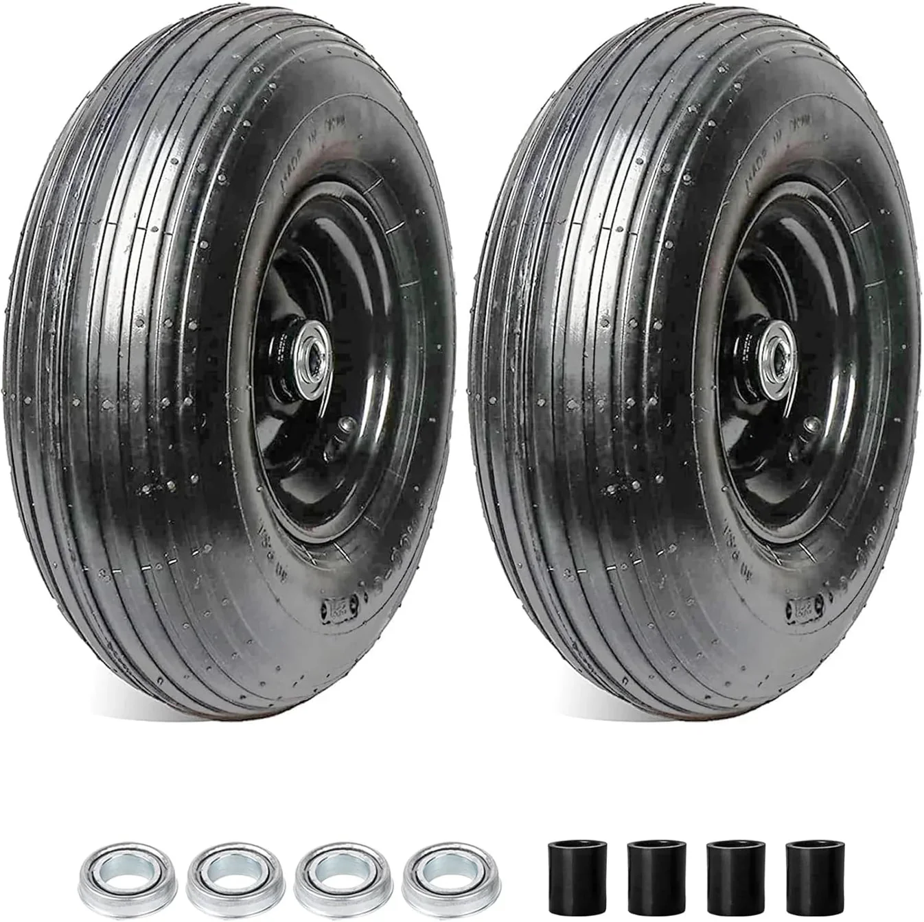 Pneumatic Tire & Wheel Assembly 2-Pack Replacement Wheels 2.80/2.50-4, 13x4.00-6 & 4.80/4.00-8 for Hand Trucks, Wheelbarrows, Carts, Dollies & Garden Trailers - Image 2