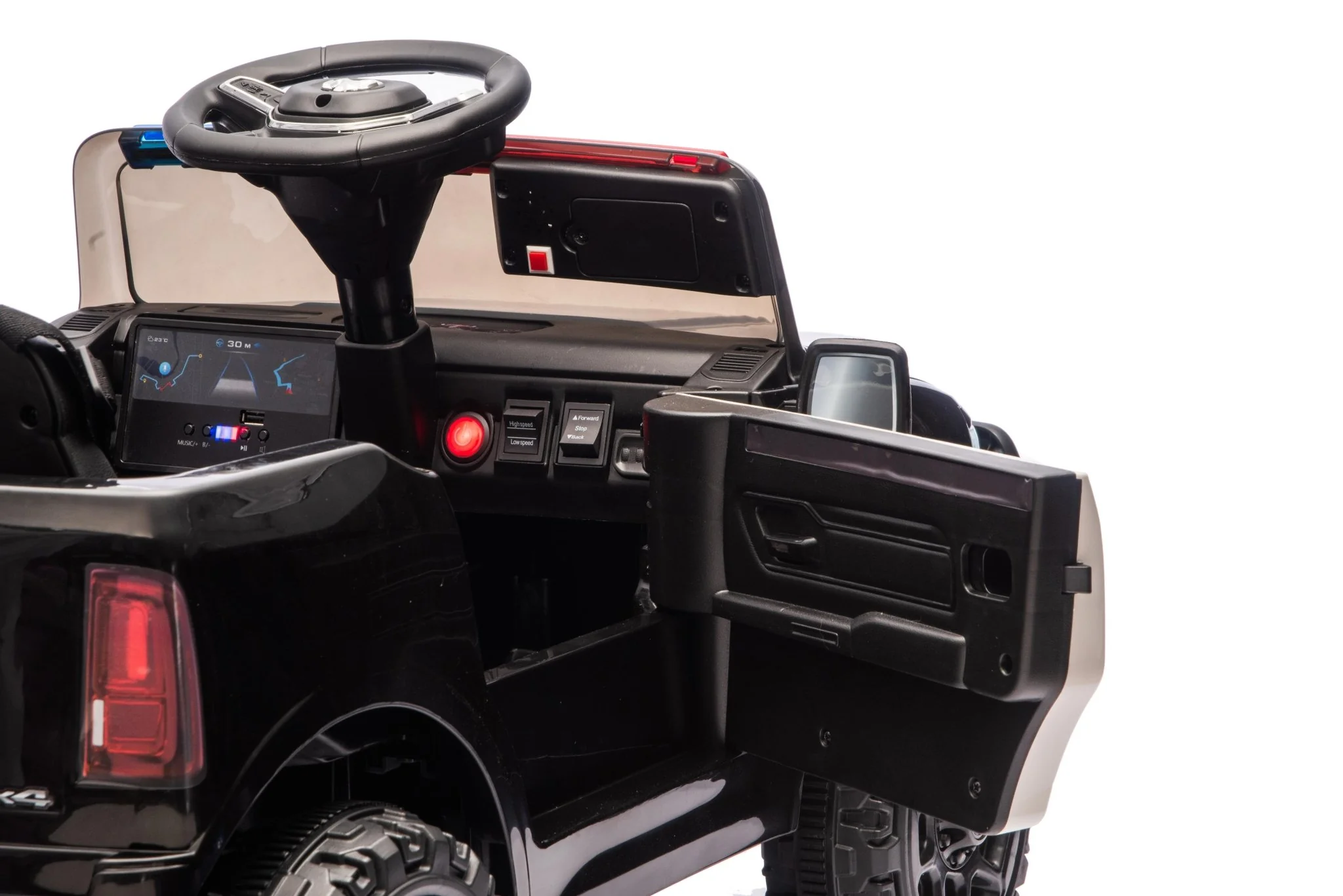 Police Cruiser Dodge RAM 3500 Licensed 24V Ride-On Truck – Remote Control, EVA Wheels, Leather Seat 2577PBK - Image 10