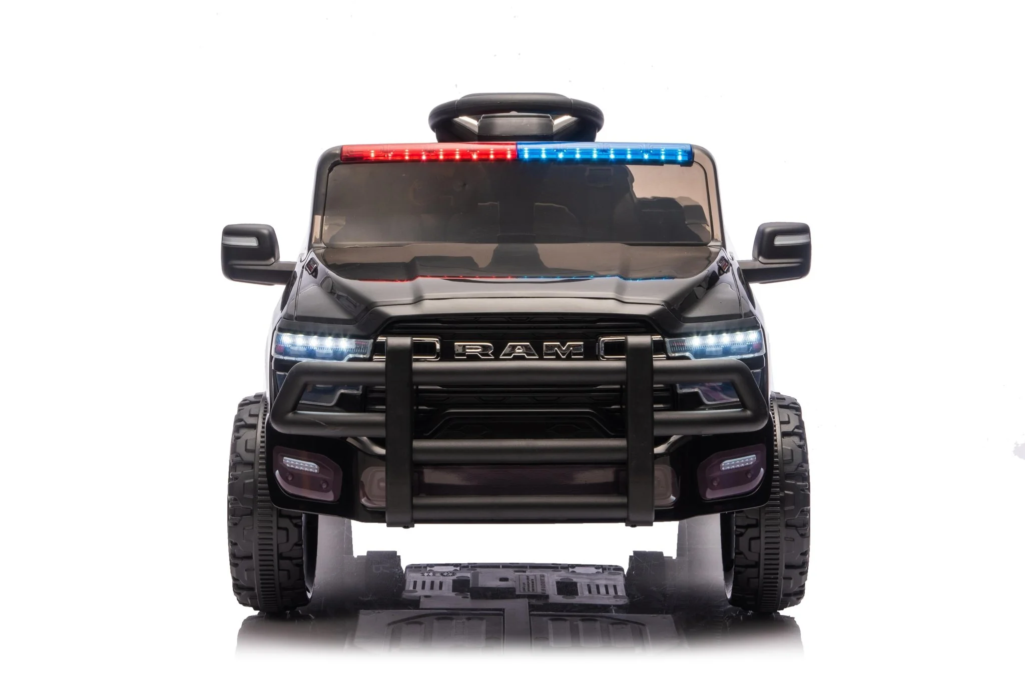 Police Cruiser Dodge RAM 3500 Licensed 24V Ride-On Truck – Remote Control, EVA Wheels, Leather Seat 2577PBK - Image 3