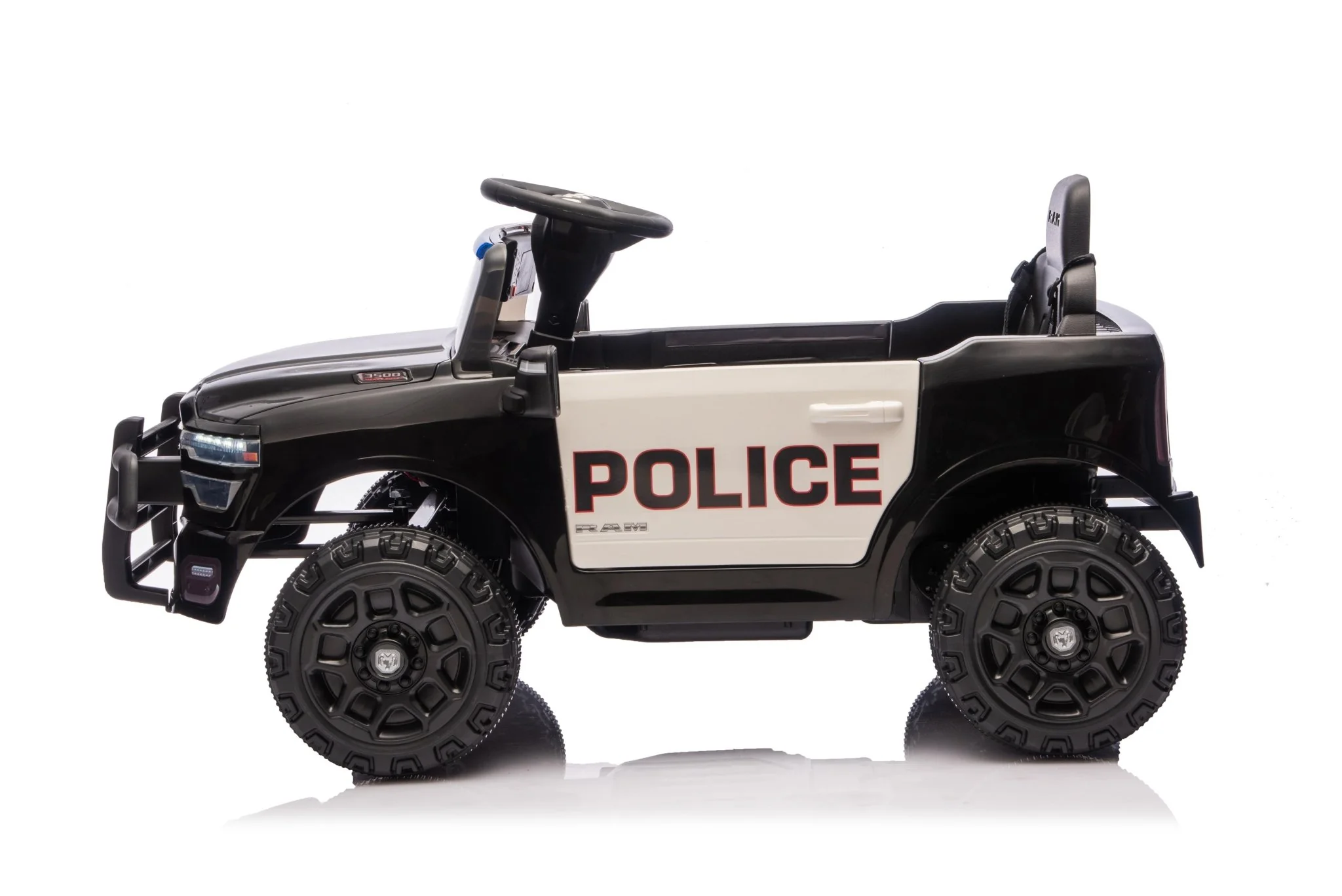 Police Cruiser Dodge RAM 3500 Licensed 24V Ride-On Truck – Remote Control, EVA Wheels, Leather Seat 2577PBK - Image 4