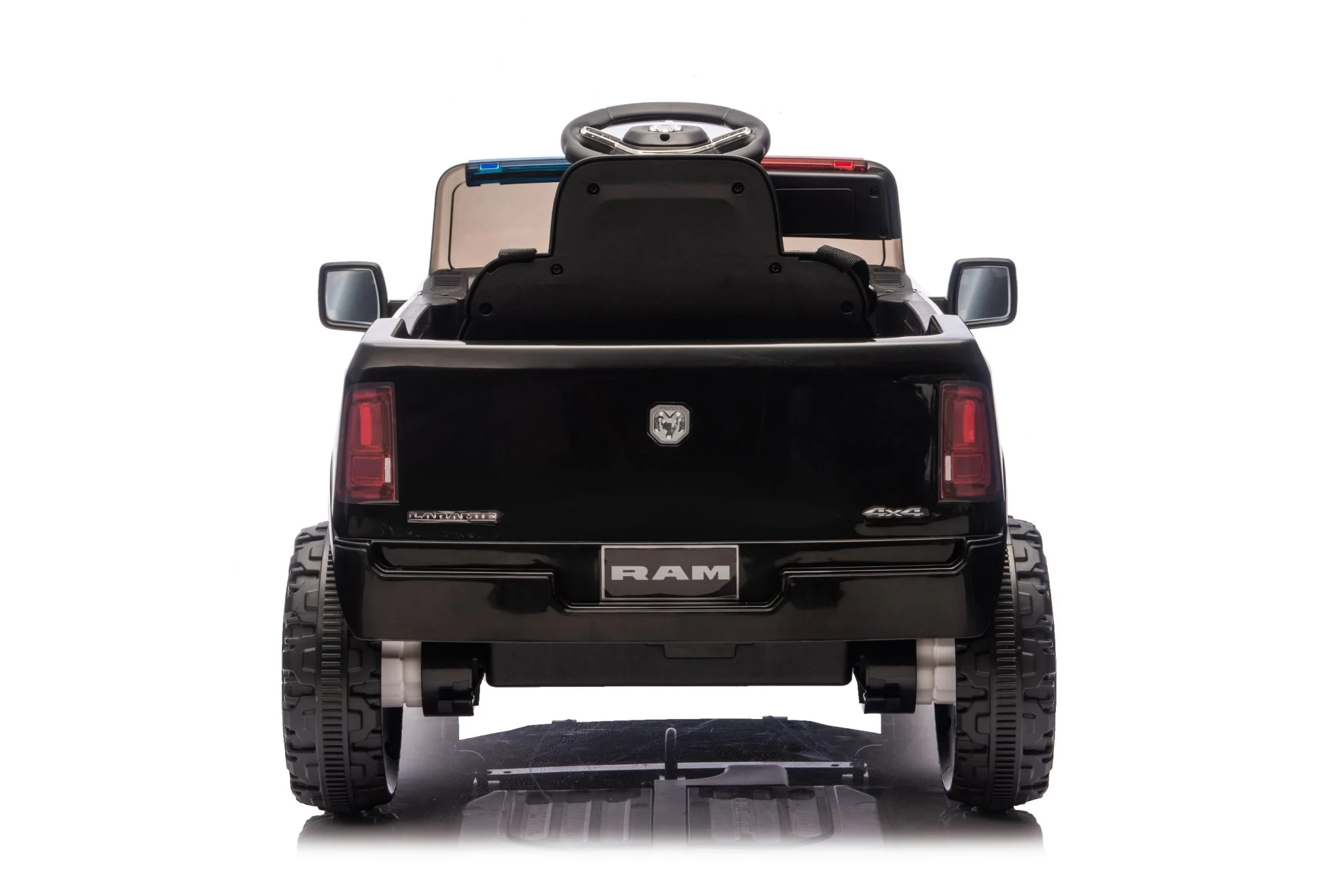 Police Cruiser Dodge RAM 3500 Licensed 24V Ride-On Truck – Remote Control, EVA Wheels, Leather Seat 2577PBK - Image 6
