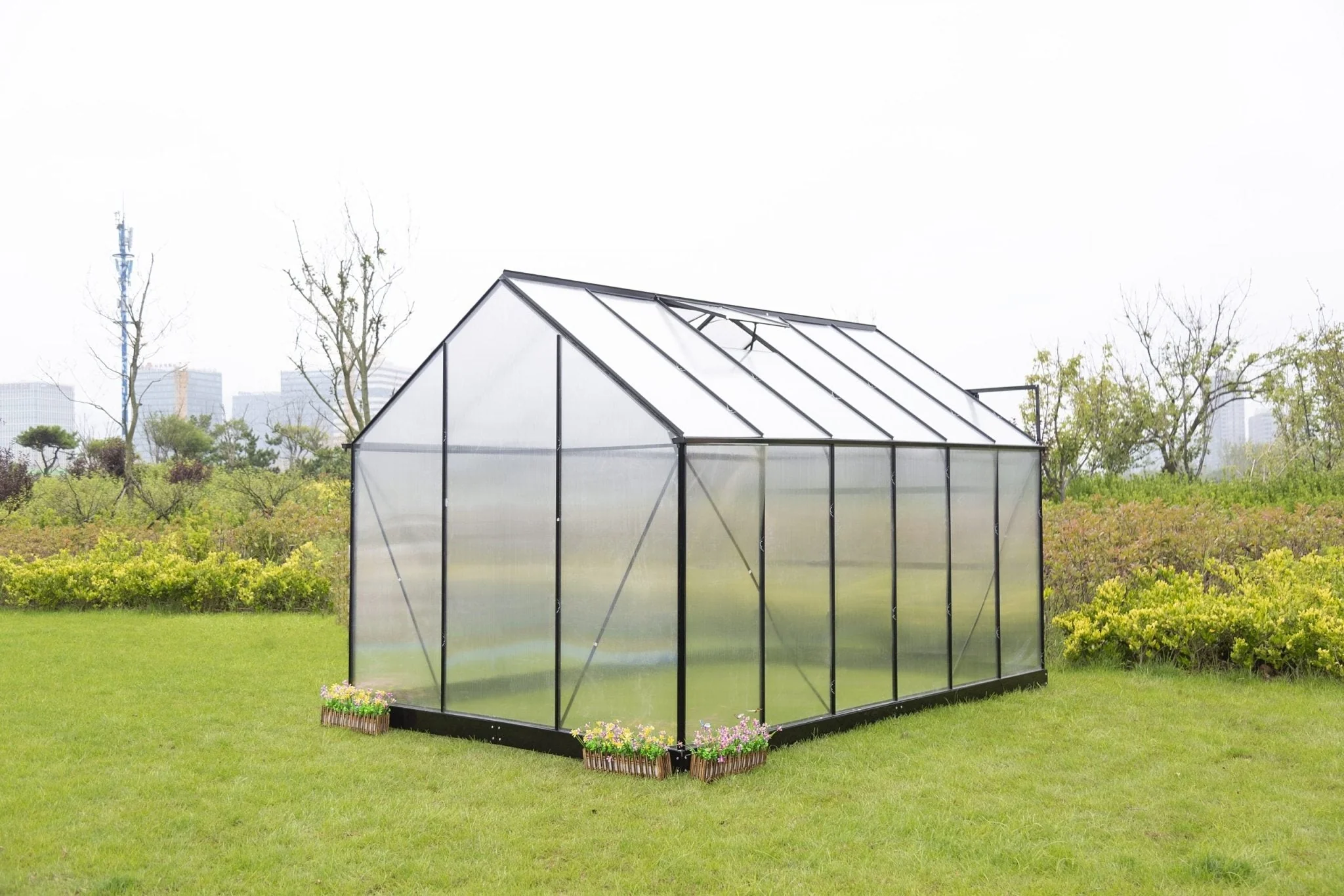 Polycarbonate Walk-In Greenhouse – 8.5, 12, 16.5 FT Sizes with UV Protection & Aluminum Frame - Image 5