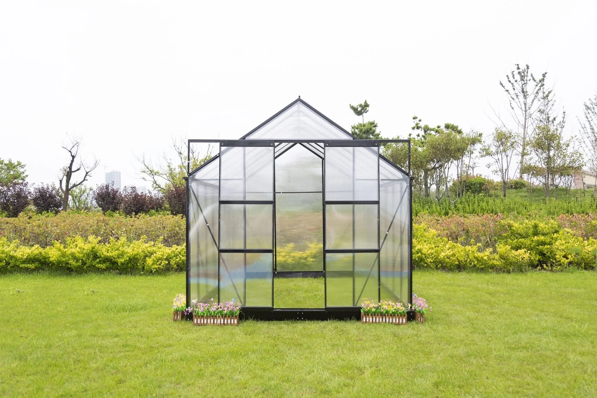 Polycarbonate Walk-In Greenhouse – 8.5, 12, 16.5 FT Sizes with UV Protection & Aluminum Frame - Image 9