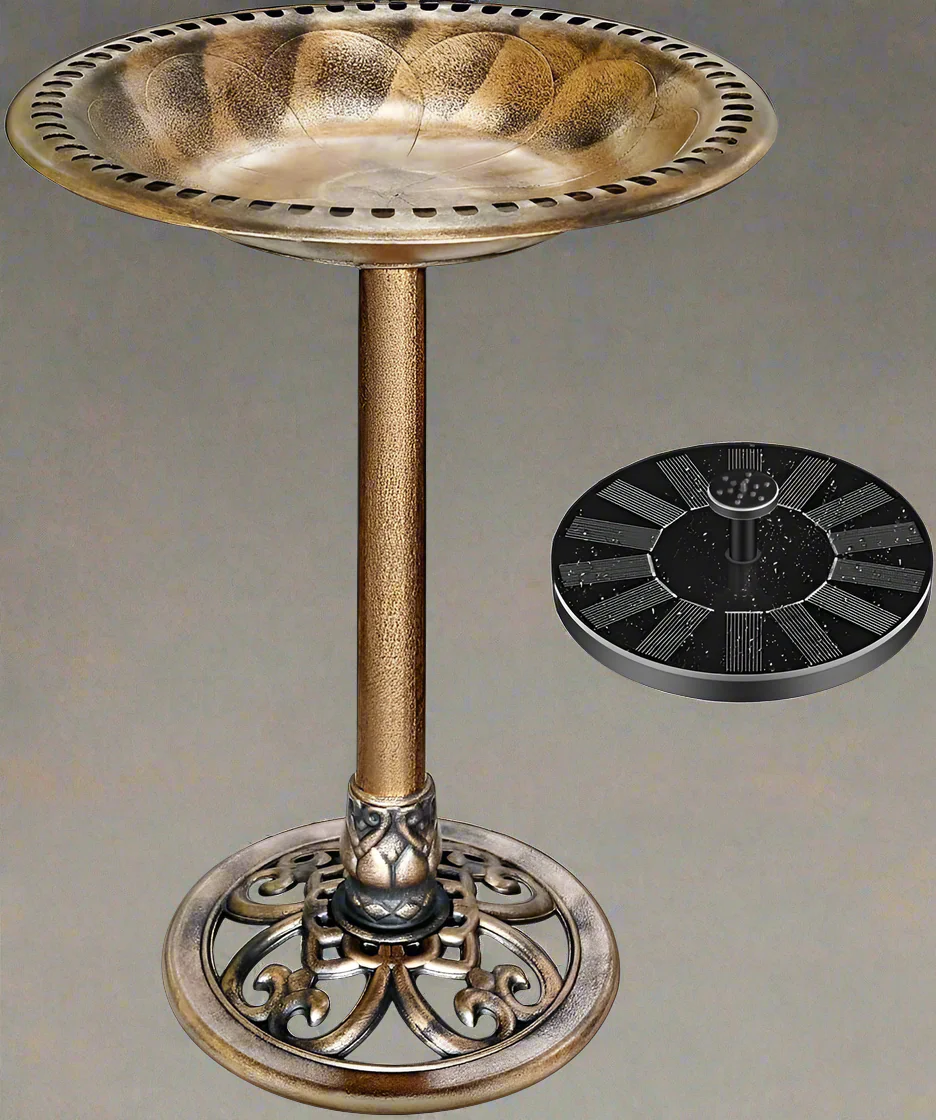 New Polyresin Antique Copper Outdoor Bird Bath – Garden Decor for Attracting Birds G40086
