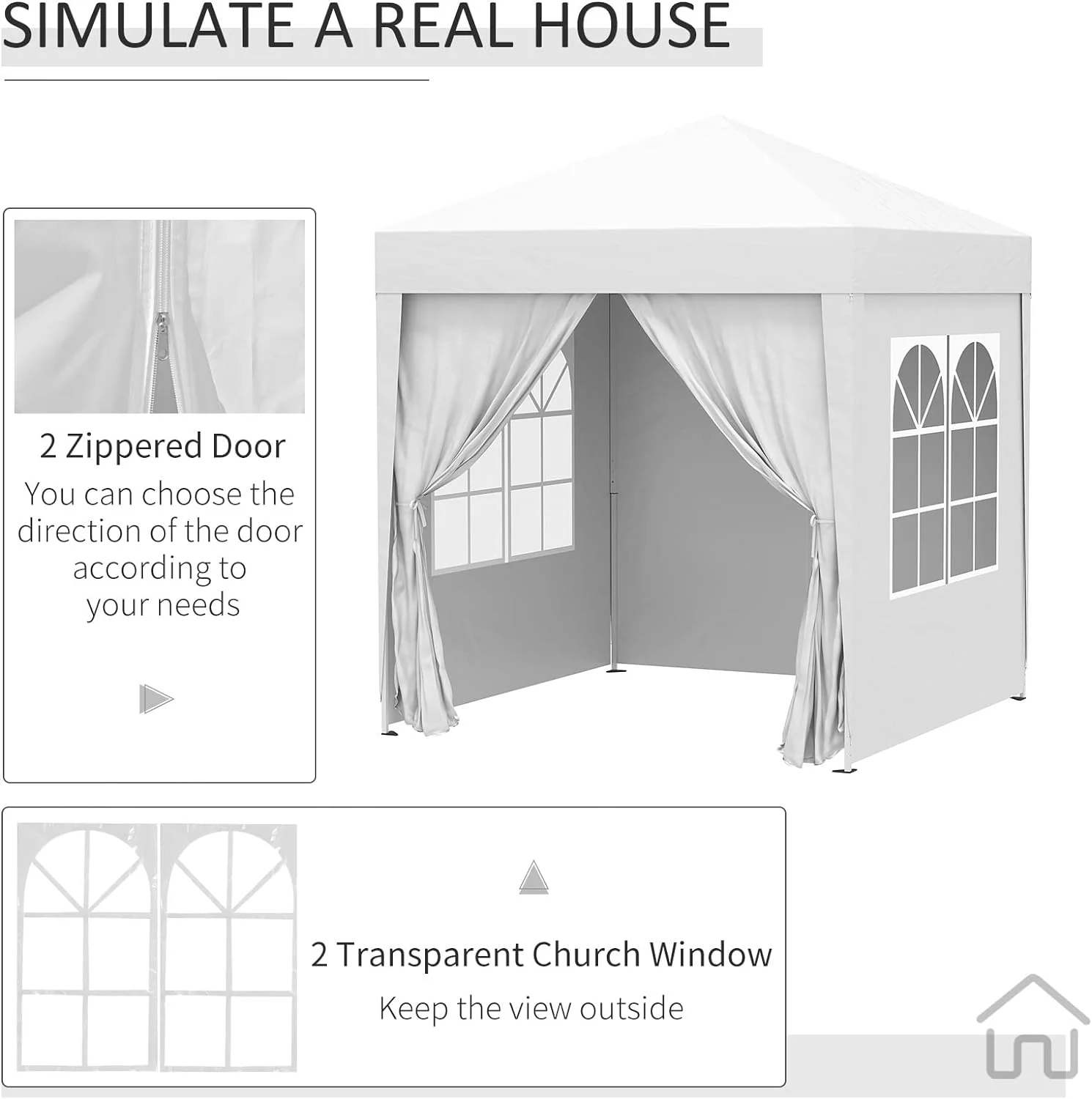6.6 x 6.6 FT Pop-Up Canopy Tent with 4 Sidewalls – Waterproof Outdoor Party Tent - Image 2