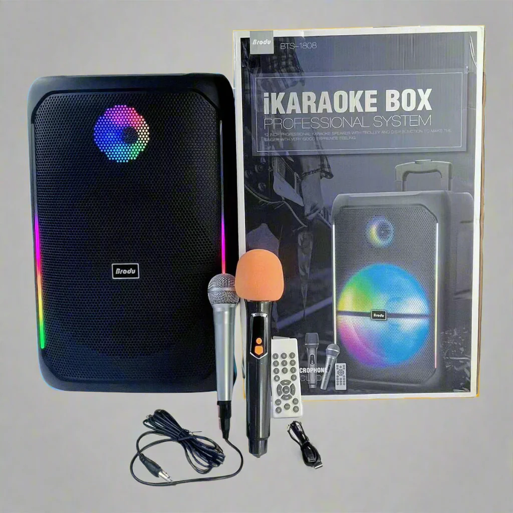 Portable 12" Bluetooth Karaoke Speaker – 40W with Mic, RGB Lights, USB/TF & Remote | BTS1808