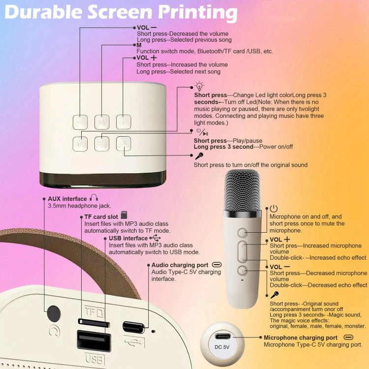Portable Bluetooth Karaoke Speaker Set – Wireless Mic, RGB Lights & HiFi Audio | LGMiniS110 - Image 7