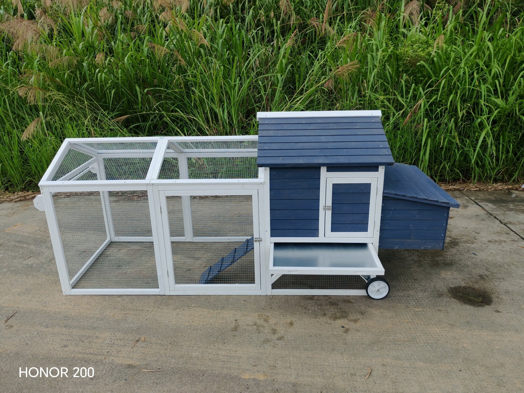 Portable Chicken Tractor Coop with Wheels – Outdoor Wooden Hen House with Nesting Box & Run MSHC046 - Image 10