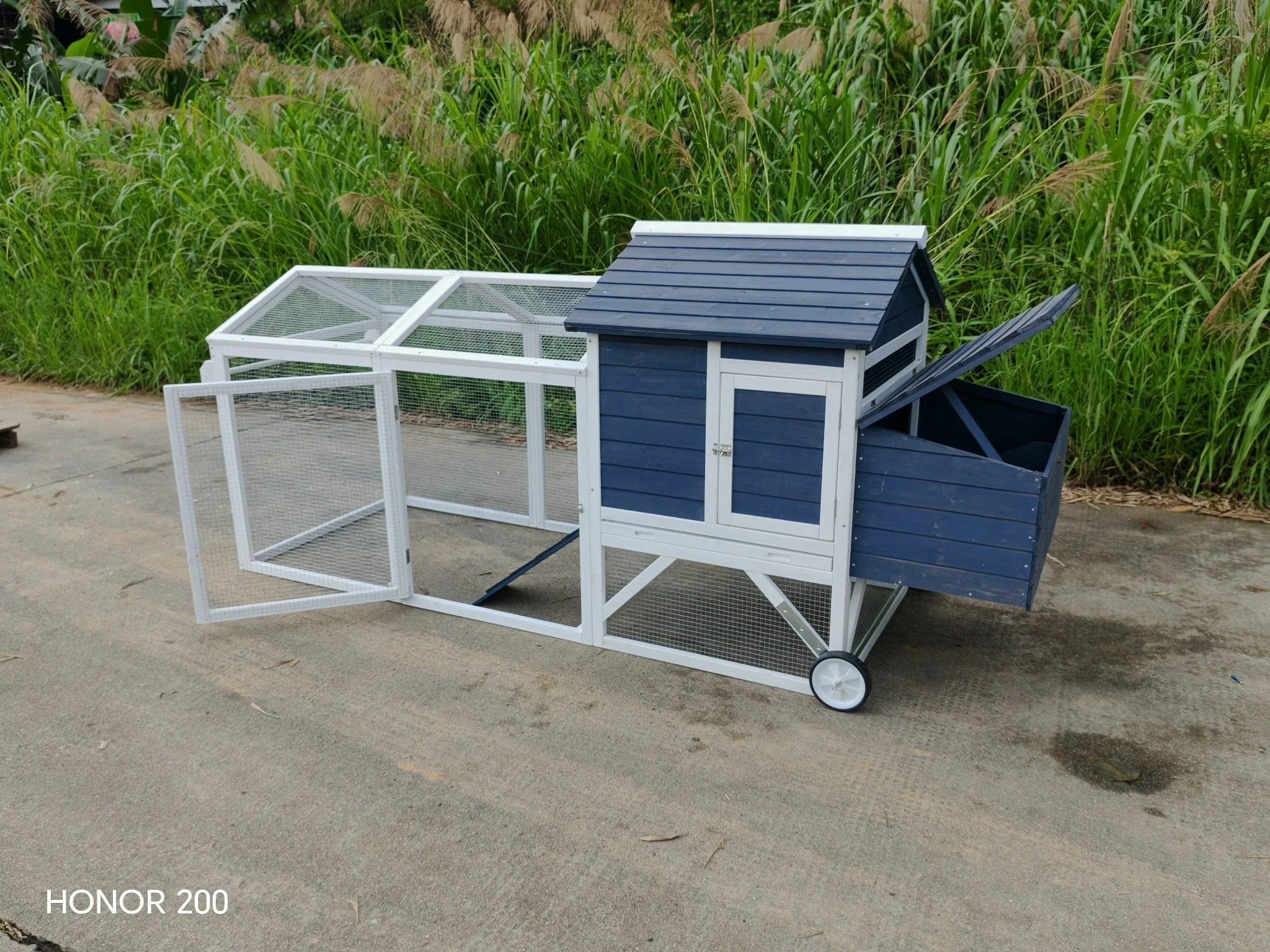 Portable Chicken Tractor Coop with Wheels – Outdoor Wooden Hen House with Nesting Box & Run MSHC046 - Image 13
