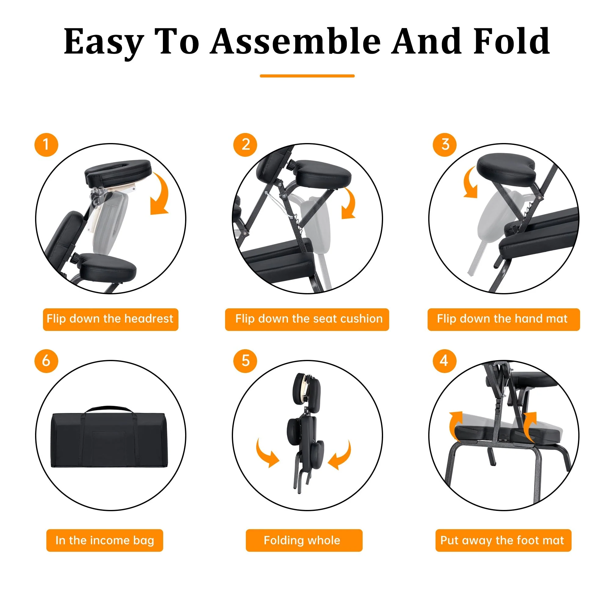 Portable Massage Chair – Adjustable Folding Spa Chair with Carrying Bag, Waterproof PU Leather, Heavy-Duty Steel Frame – AMC66 - Image 5