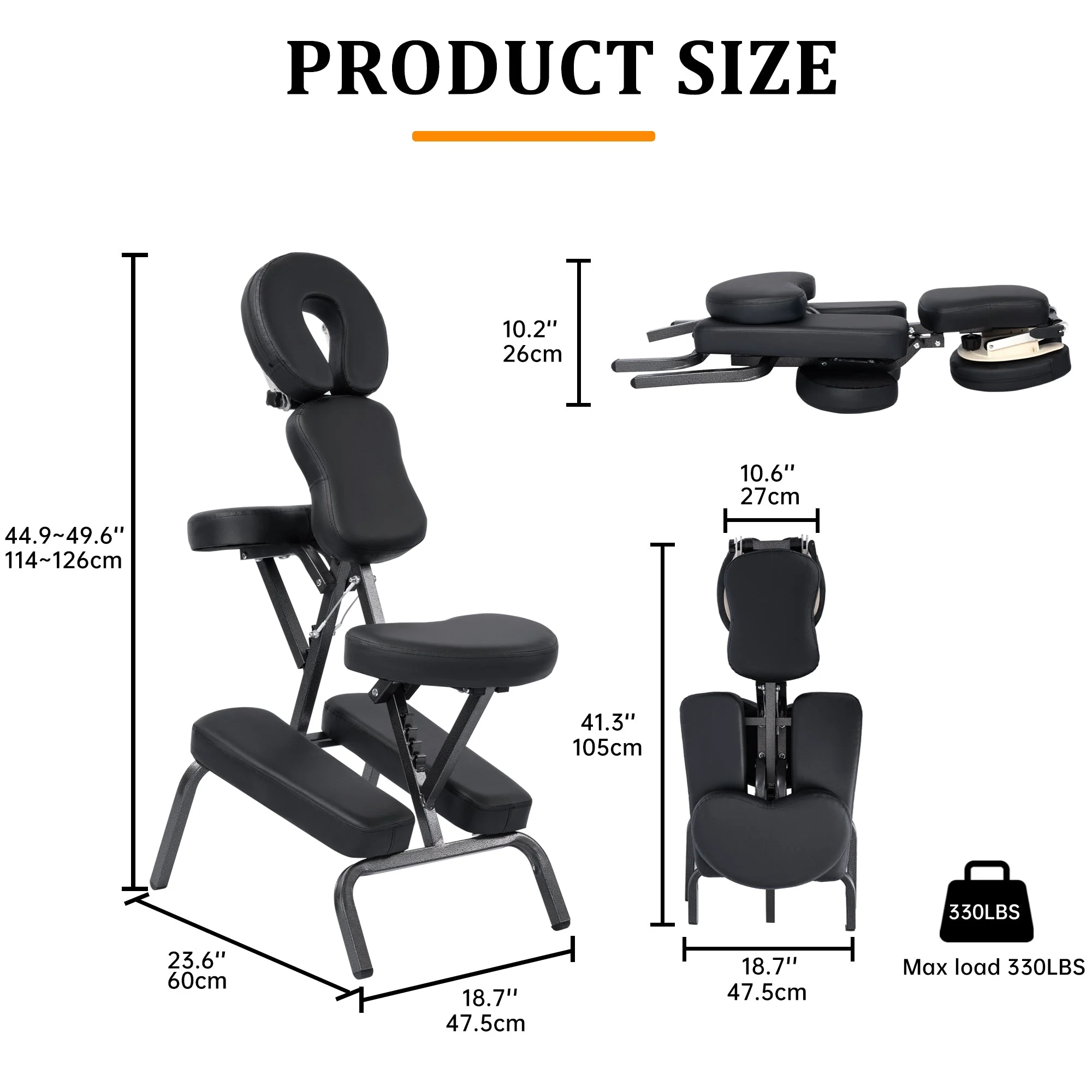 Portable Massage Chair – Adjustable Folding Spa Chair with Carrying Bag, Waterproof PU Leather, Heavy-Duty Steel Frame – AMC66 - Image 6