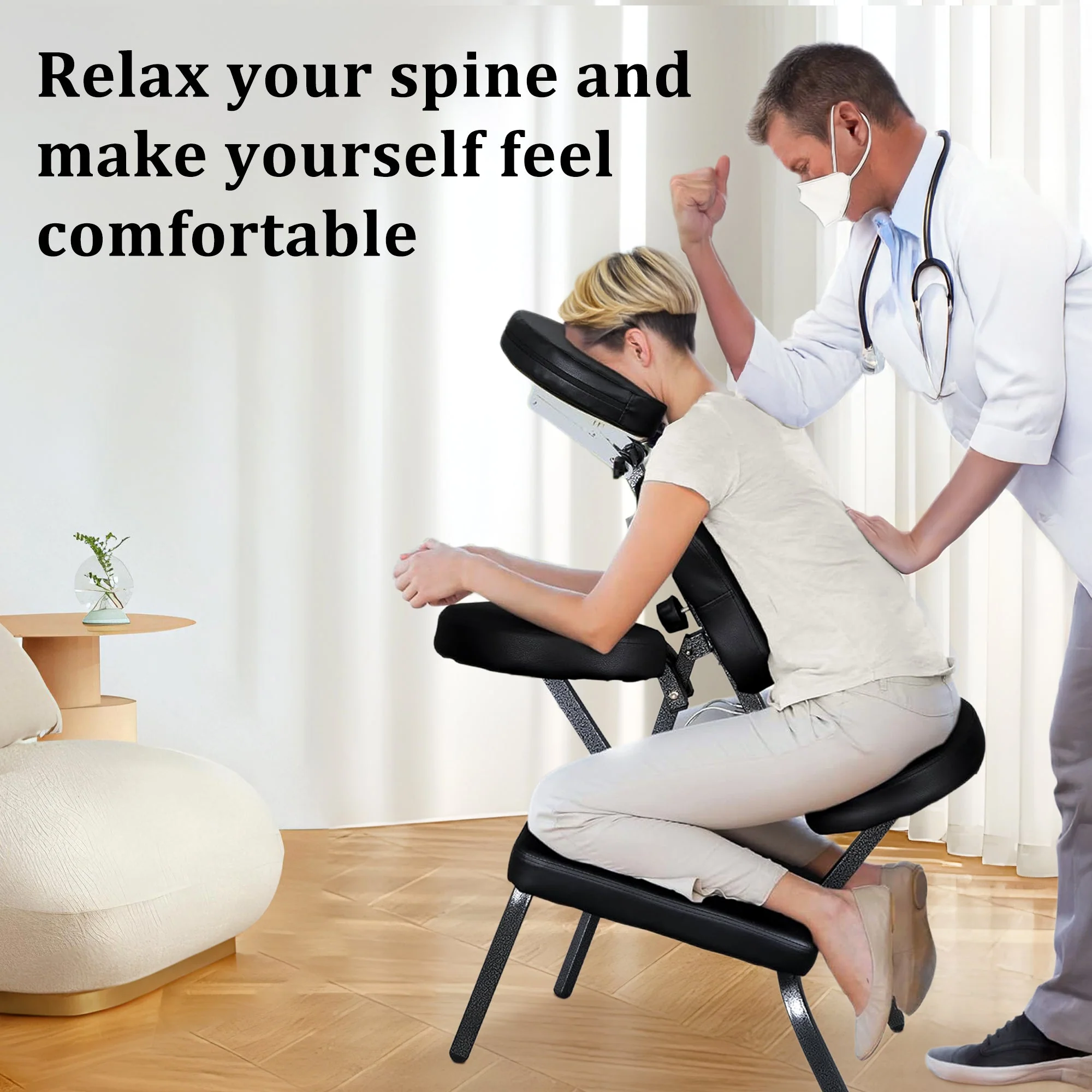 Portable Massage Chair – Adjustable Folding Spa Chair with Carrying Bag, Waterproof PU Leather, Heavy-Duty Steel Frame – AMC66 - Image 8