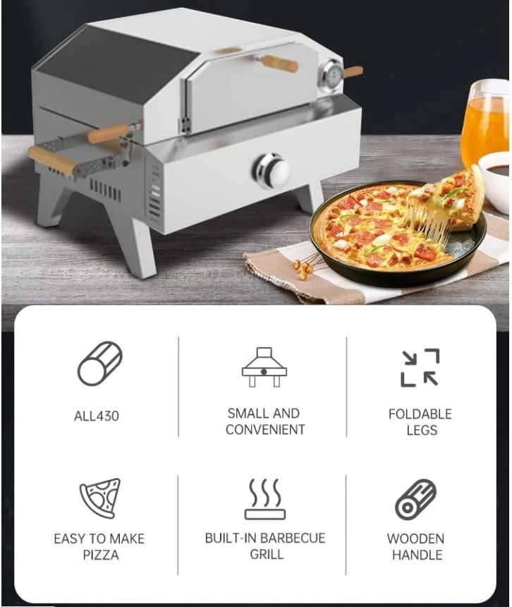 Portable Propane Pizza Oven Outdoor Stainless Steel Gas Pizza Oven Kit HPO02S - Image 4
