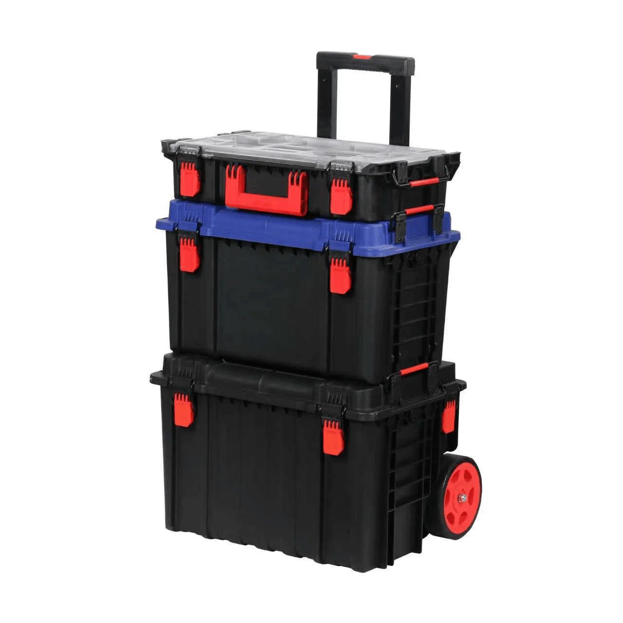 Portable Rolling Tool Chest – 3-Drawer Plastic Tool Box with Handle & Wheels | Stackable Workshop Organizer EX3011