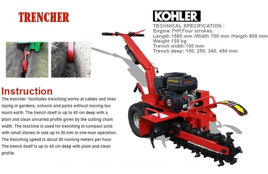 New Portable Trencher Machine with Kohler 7HP Gas Engine – Cable Installer DRTR70 - Image 5