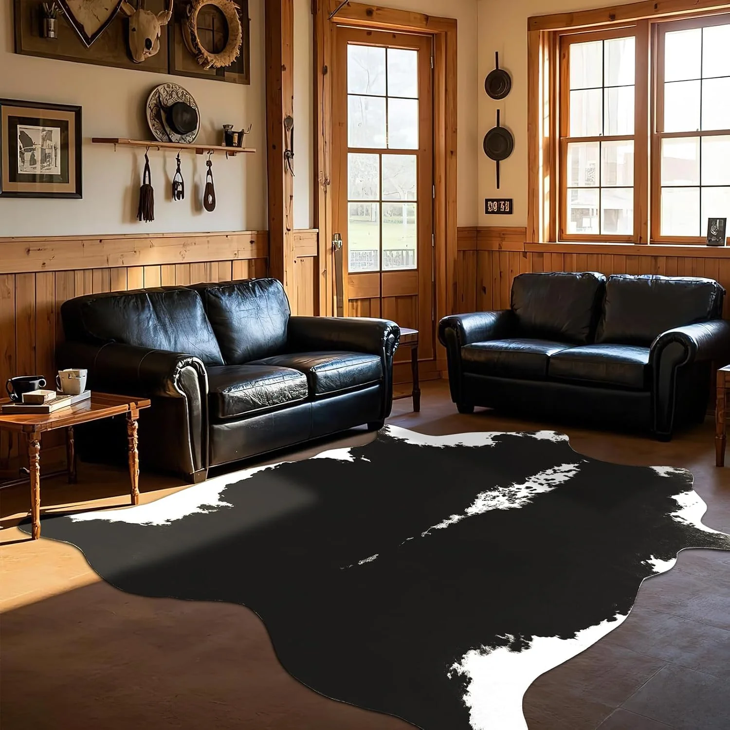 Premium Faux Cowhide Rug 4.7 × 5.2 ft, Non-Slip Washable Western Home Decor CR520 - Image 4