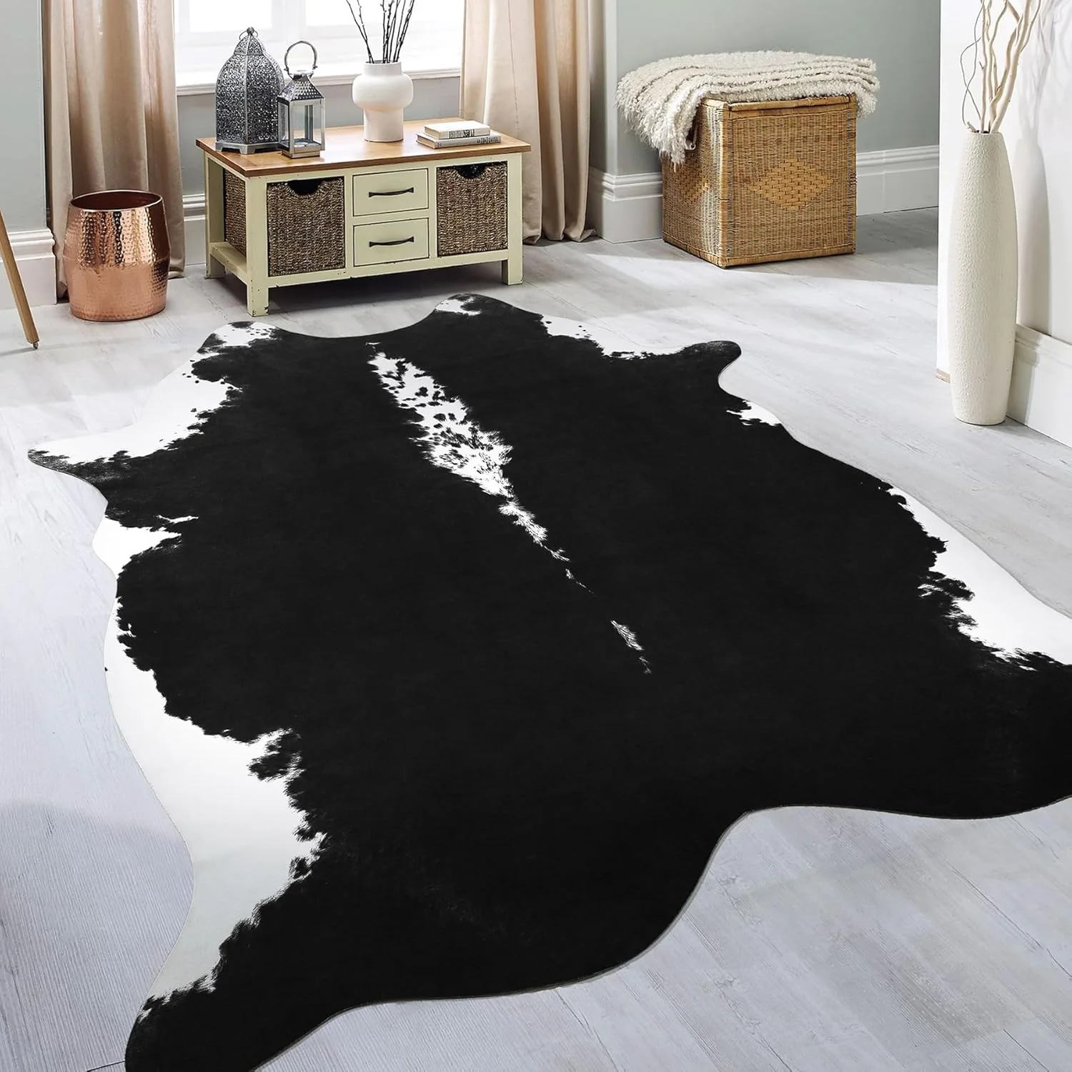 Premium Faux Cowhide Rug 4.7 × 5.2 ft, Non-Slip Washable Western Home Decor CR520 - Image 6