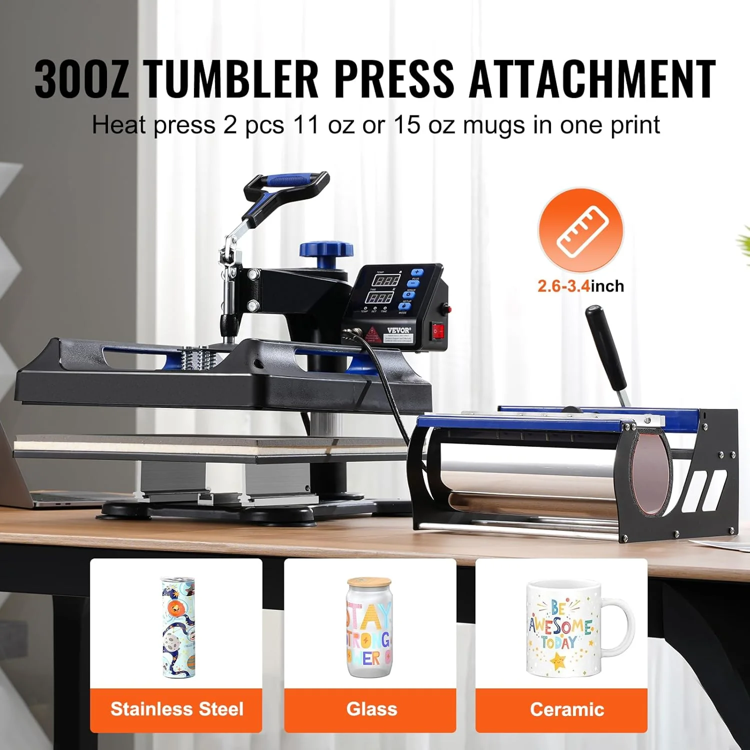PRO 15x15 Heat Press Machine – Swing-Away Design with 30oz Mug Attachment & Dual Display | 127538 - Image 4