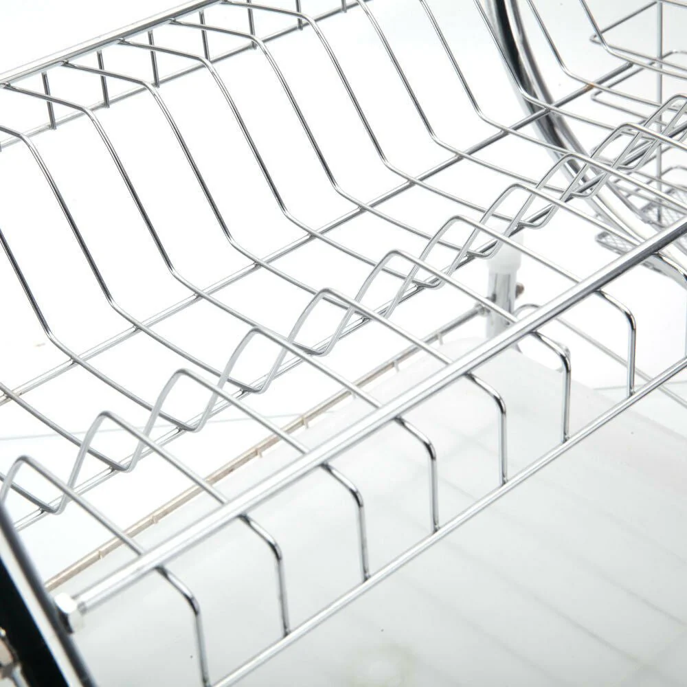 2-Tier Metal Dish Drying Rack with Drain Board – Dual Layer Dish & Mug Organizer | Space-Saving Kitchen Counter Rack 817MDR - Image 5