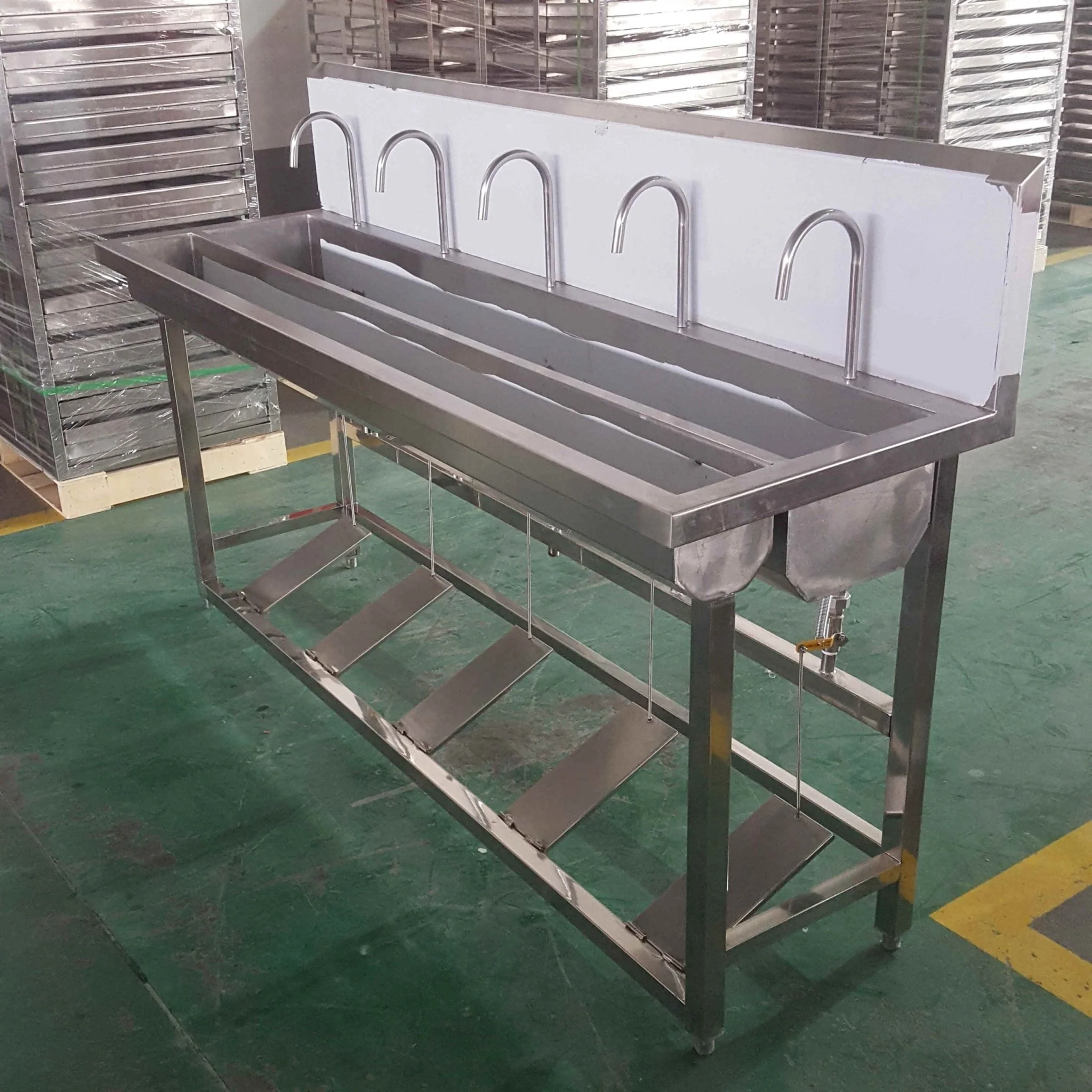 Stainless Steel 5-Person Foot-Operated Hand Washing Station – Portable Hygiene Sink | Model 1218235