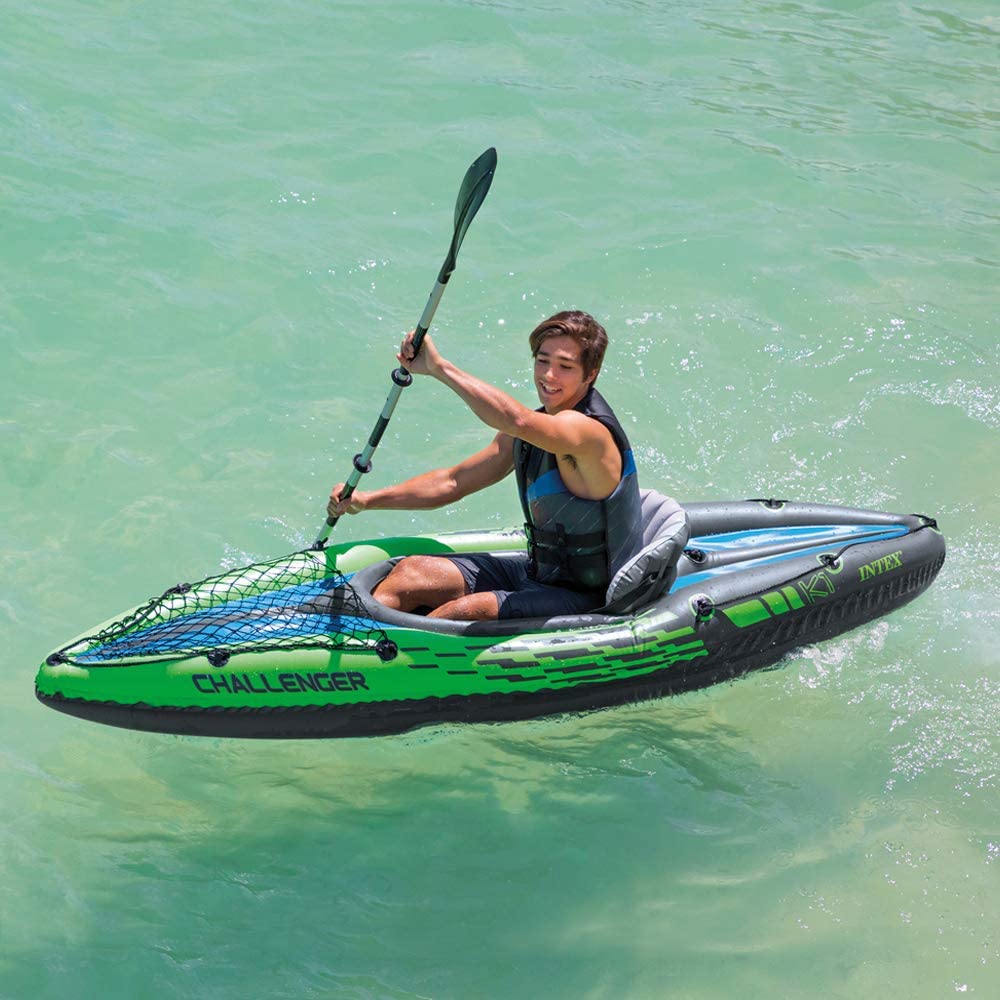 Intex Challenger K1 Inflatable Kayak Set | 1-Person Kayak with Oars & Pump – SKU 68305NP