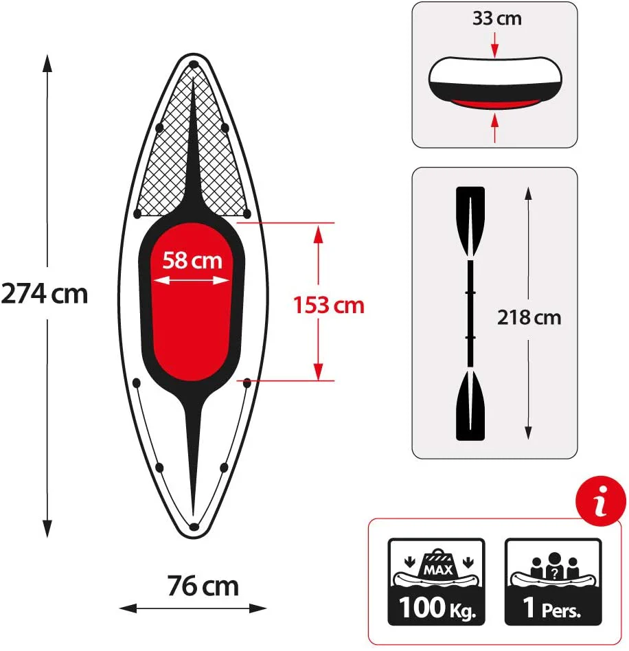 Intex Challenger K1 Inflatable Kayak Set | 1-Person Kayak with Oars & Pump – SKU 68305NP - Image 4