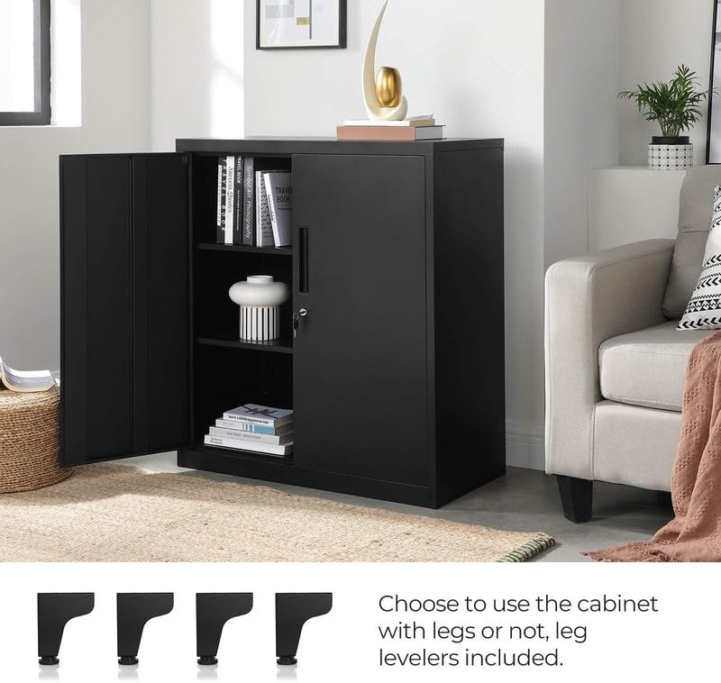 Metal Garage Storage Cabinet – Lockable Wall or Base Unit with Adjustable Shelves & Removable Legs OMC013B01 - Image 8
