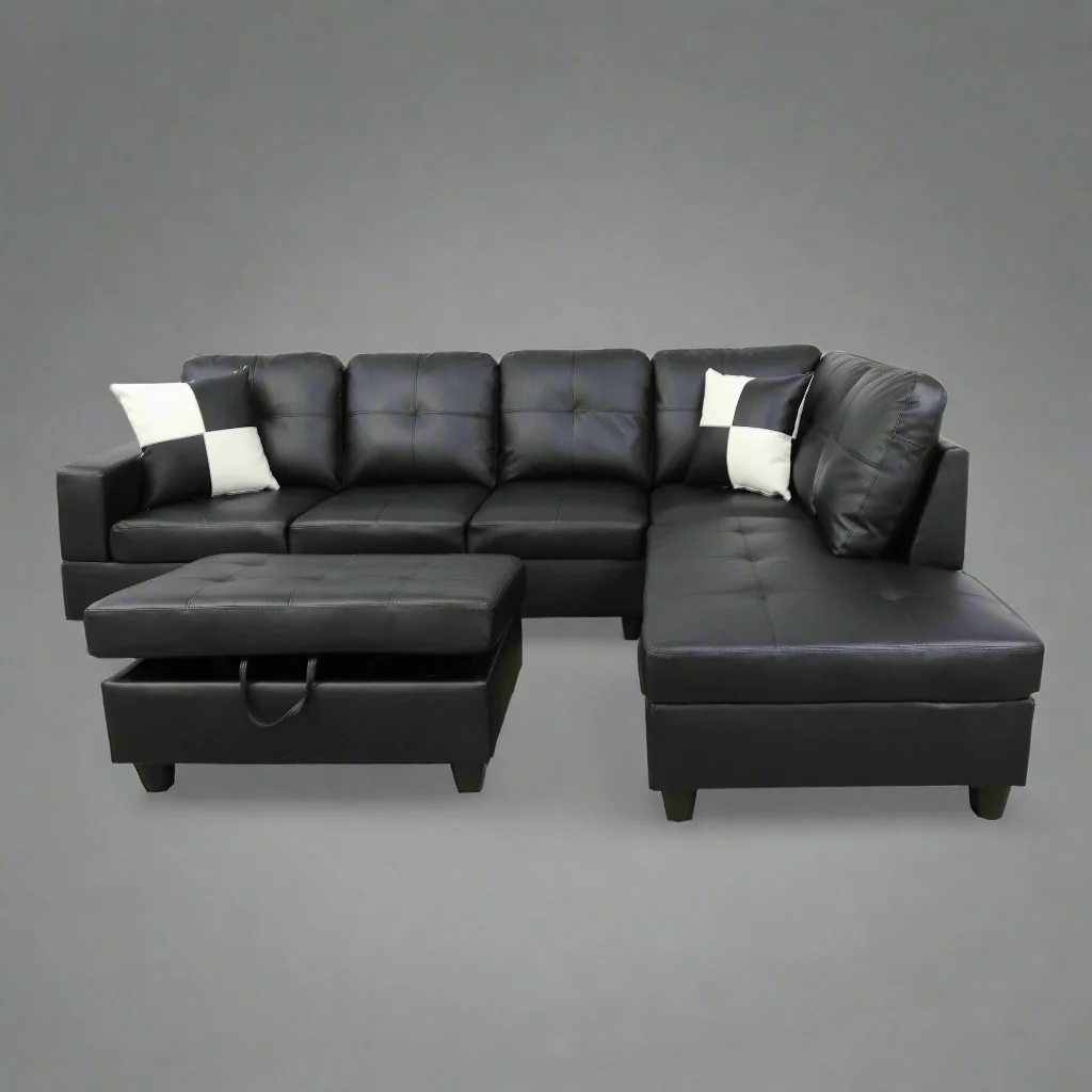 Modern L-Shaped Sectional Sofa with Ottoman | Configurable Left or Right Facing | Plush Cushions and Durable Frame BT1688 - Image 12