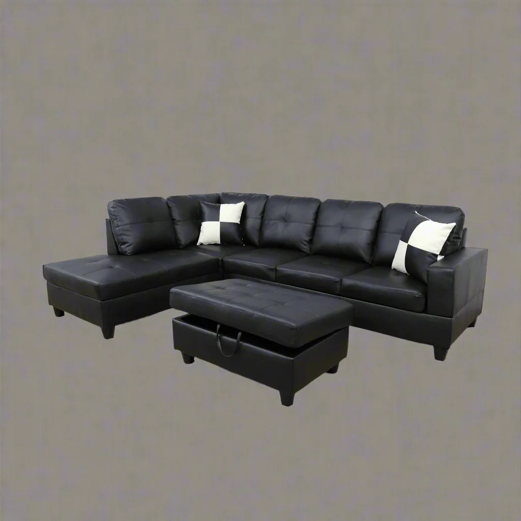 Modern L-Shaped Sectional Sofa with Ottoman | Configurable Left or Right Facing | Plush Cushions and Durable Frame BT1688 - Image 13