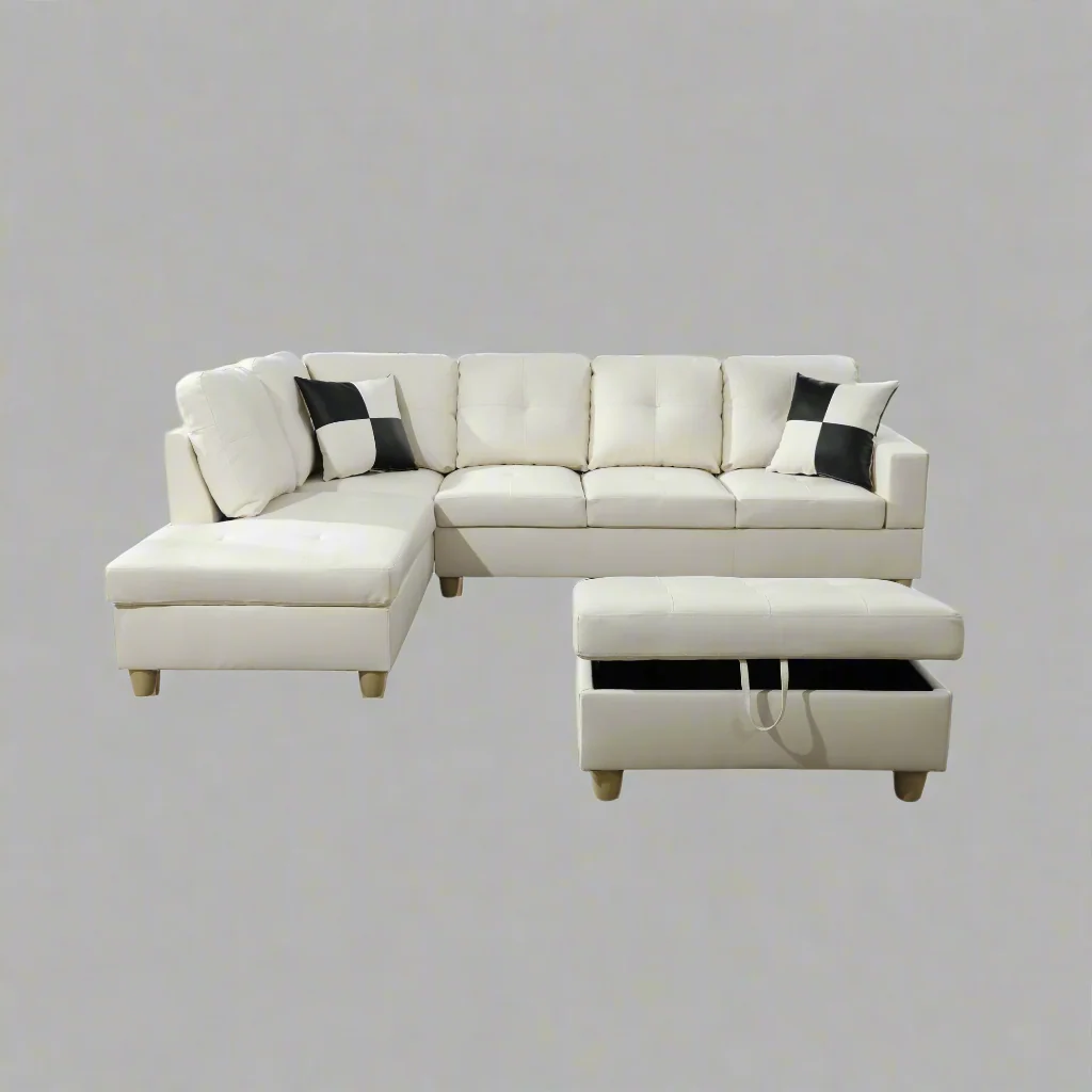 Modern L-Shaped Sectional Sofa with Ottoman | Configurable Left or Right Facing | Plush Cushions and Durable Frame BT1688 - Image 3