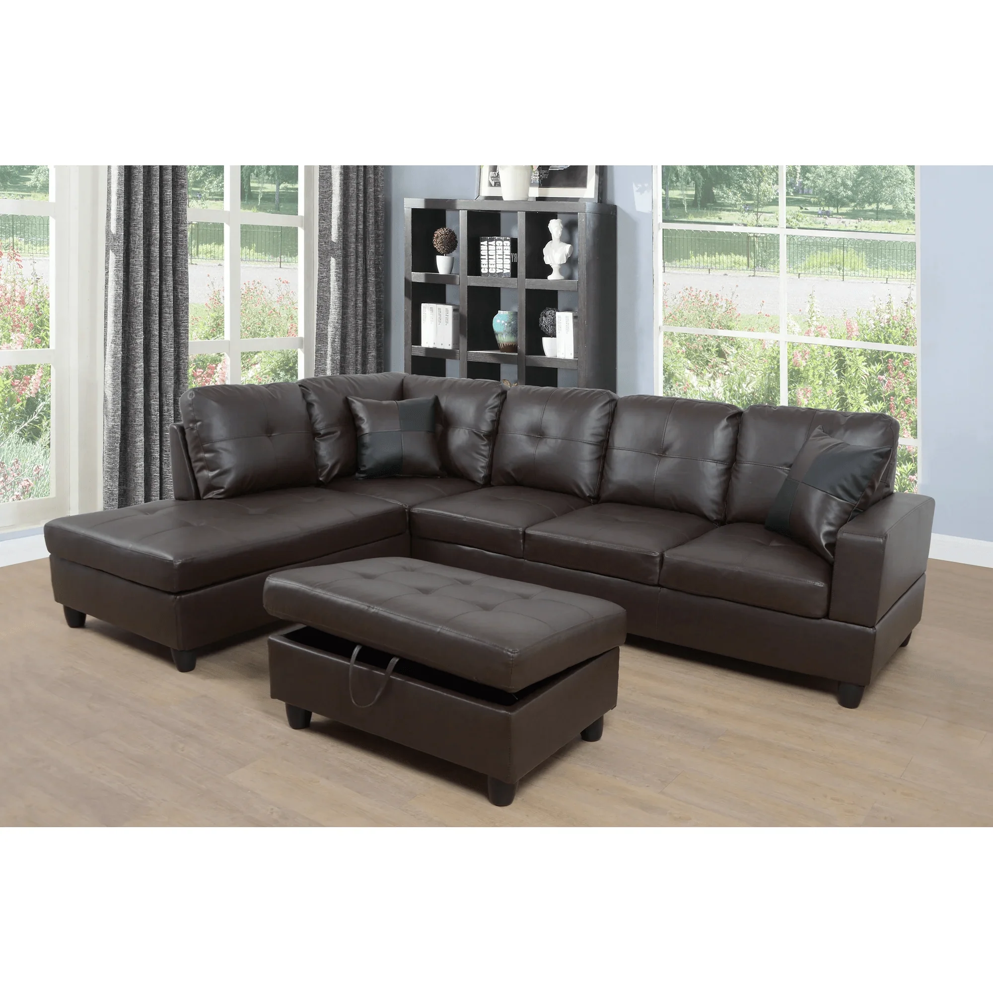 Modern L-Shaped Sectional Sofa with Ottoman | Configurable Left or Right Facing | Plush Cushions and Durable Frame BT1688 - Image 4