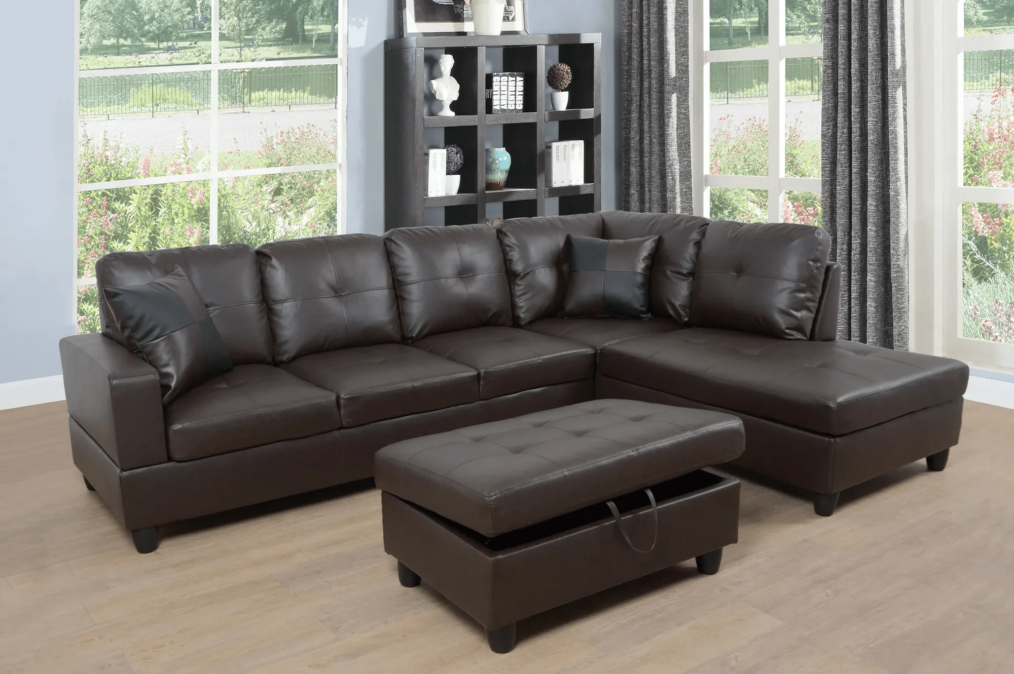 Modern L-Shaped Sectional Sofa with Ottoman | Configurable Left or Right Facing | Plush Cushions and Durable Frame BT1688 - Image 5