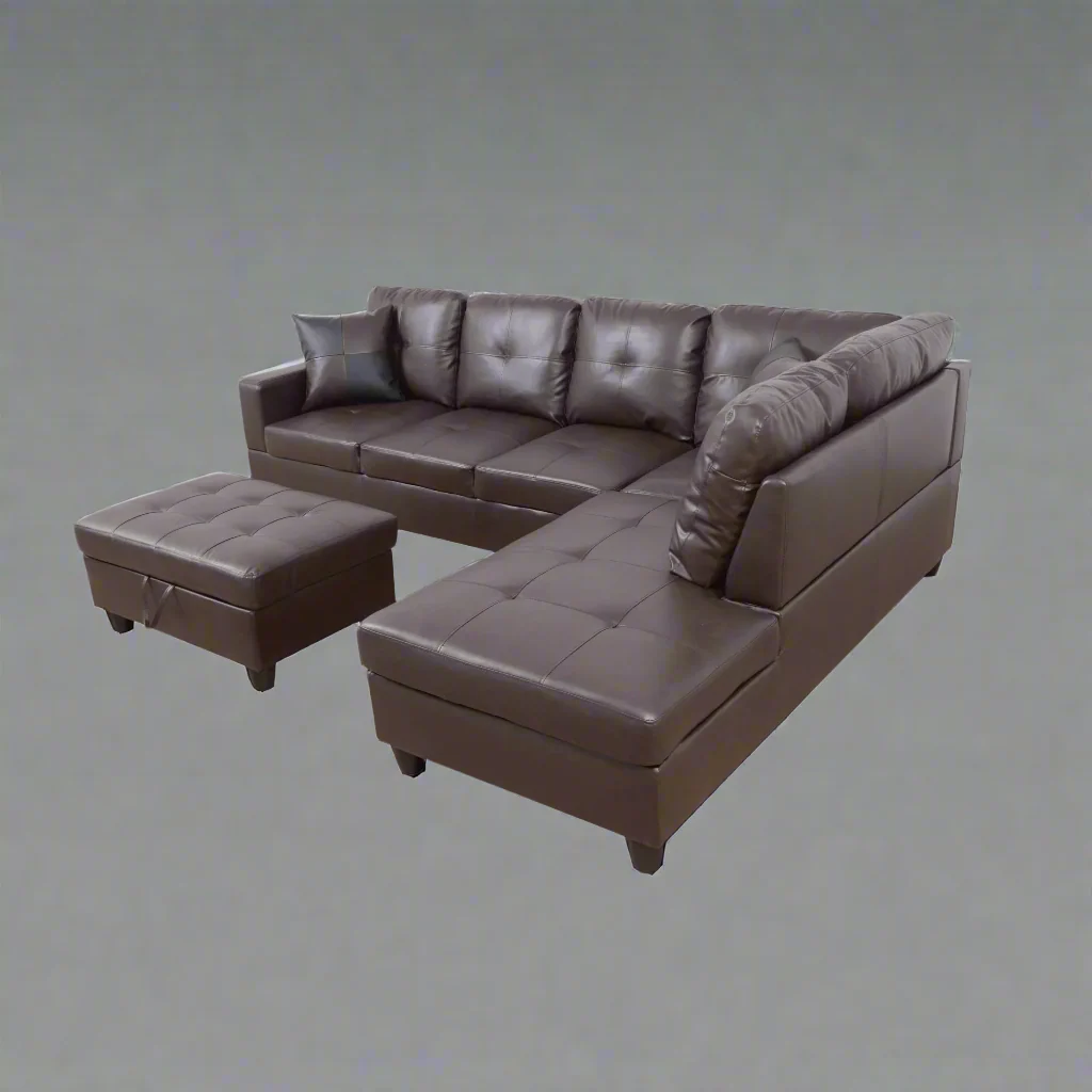 Modern L-Shaped Sectional Sofa with Ottoman | Configurable Left or Right Facing | Plush Cushions and Durable Frame BT1688 - Image 6