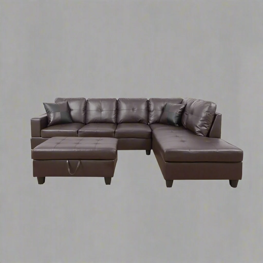 Modern L-Shaped Sectional Sofa with Ottoman | Configurable Left or Right Facing | Plush Cushions and Durable Frame BT1688 - Image 7