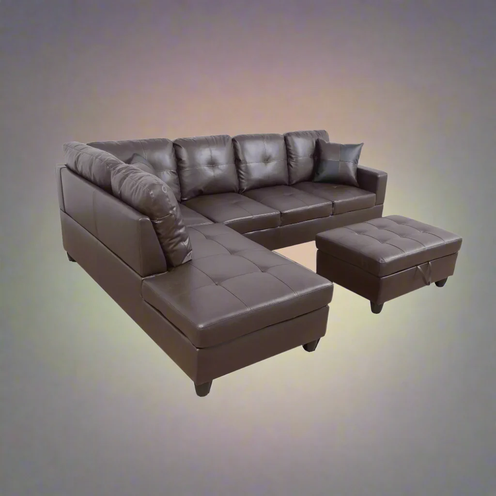 Modern L-Shaped Sectional Sofa with Ottoman | Configurable Left or Right Facing | Plush Cushions and Durable Frame BT1688 - Image 8