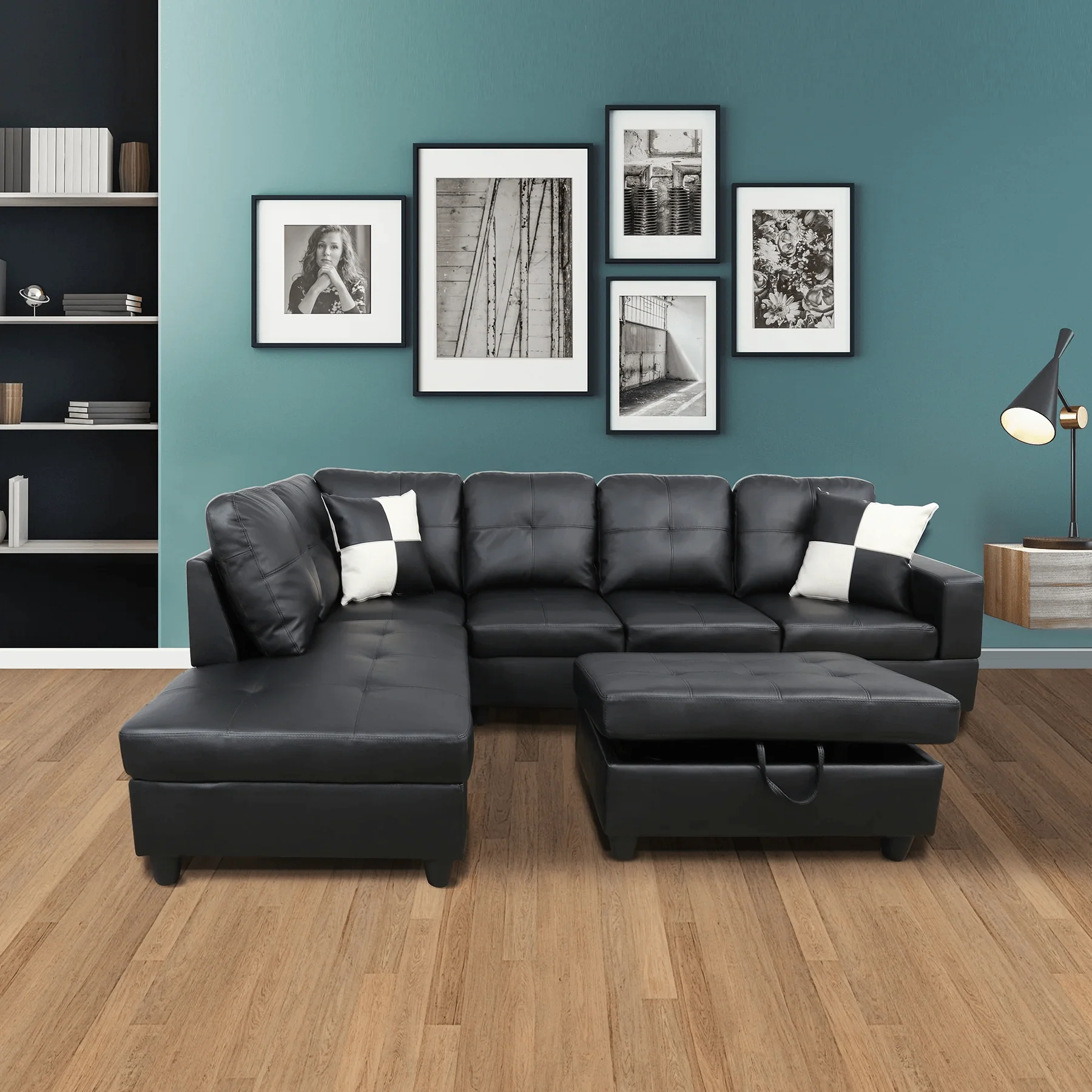 Modern L-Shaped Sectional Sofa with Ottoman | Configurable Left or Right Facing | Plush Cushions and Durable Frame BT1688 - Image 9