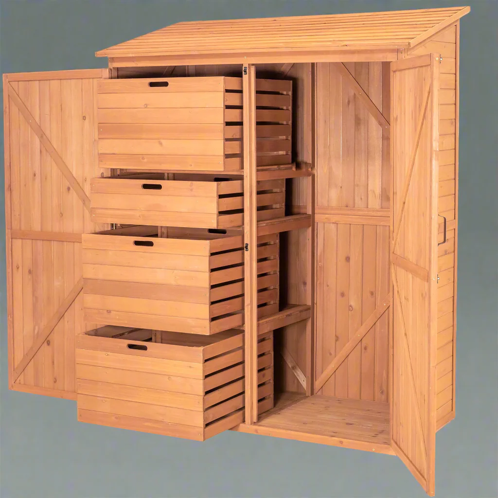 Multi-Compartment Outdoor Storage Cabinet - Wooden Garden Storage SPC5187 - Image 5
