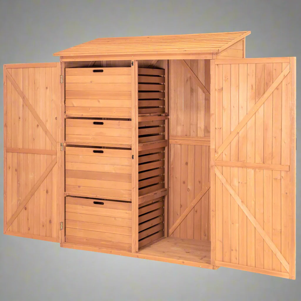 Multi-Compartment Outdoor Storage Cabinet - Wooden Garden Storage SPC5187 - Image 7