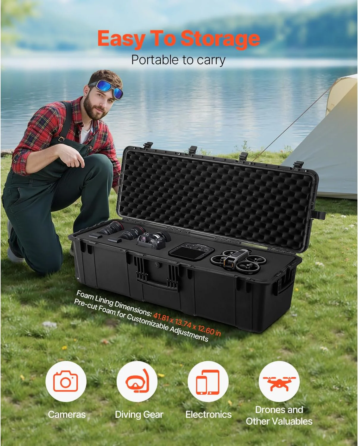 Professional Waterproof Hard Case with Handle & Locks | 5.5 cu.ft Equipment Protector 2384883 - Image 3