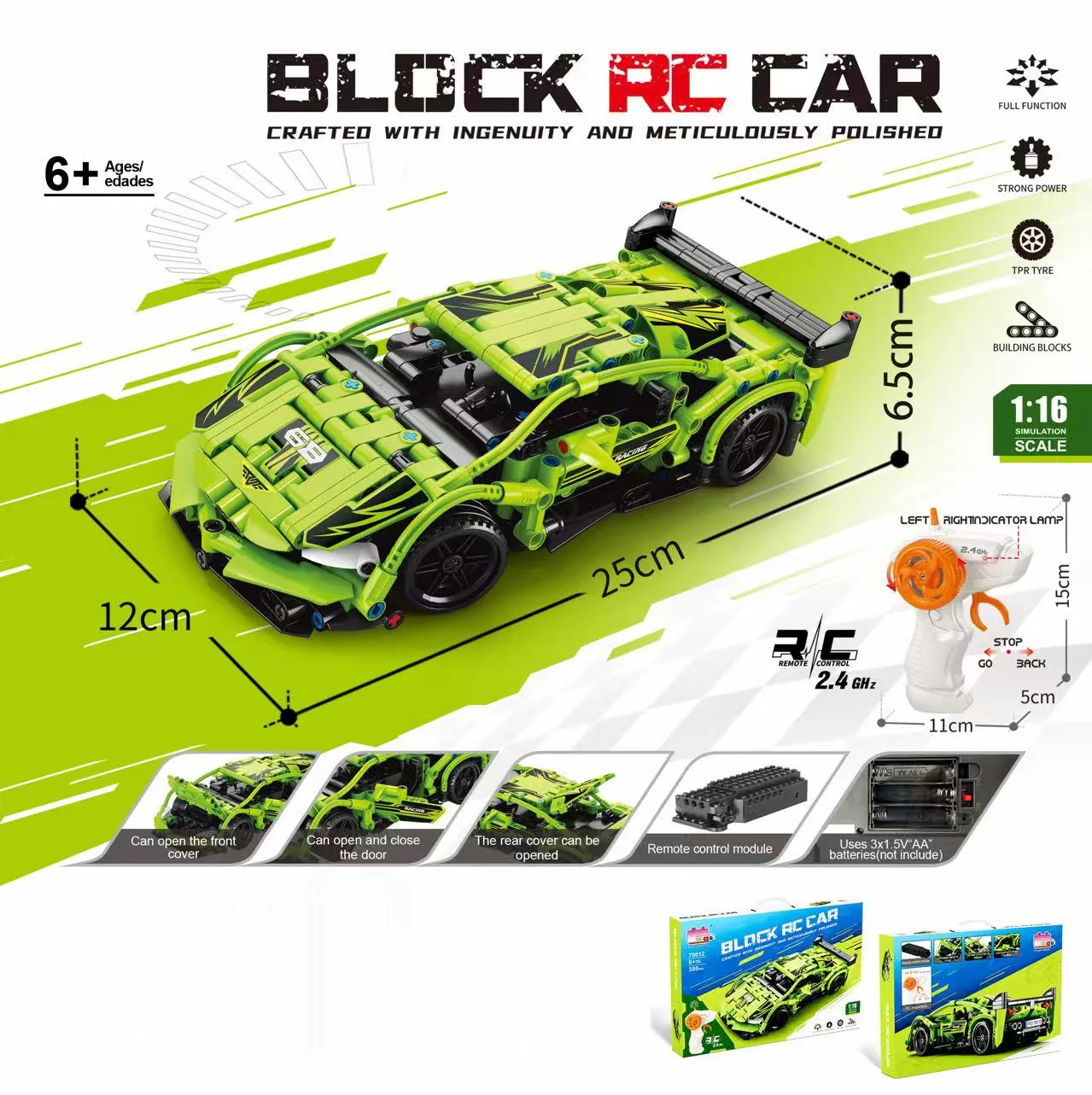 R/C Building Block Car Kit Mustang Raptor Lamborghini McLaren Remote Control Brick Car Set