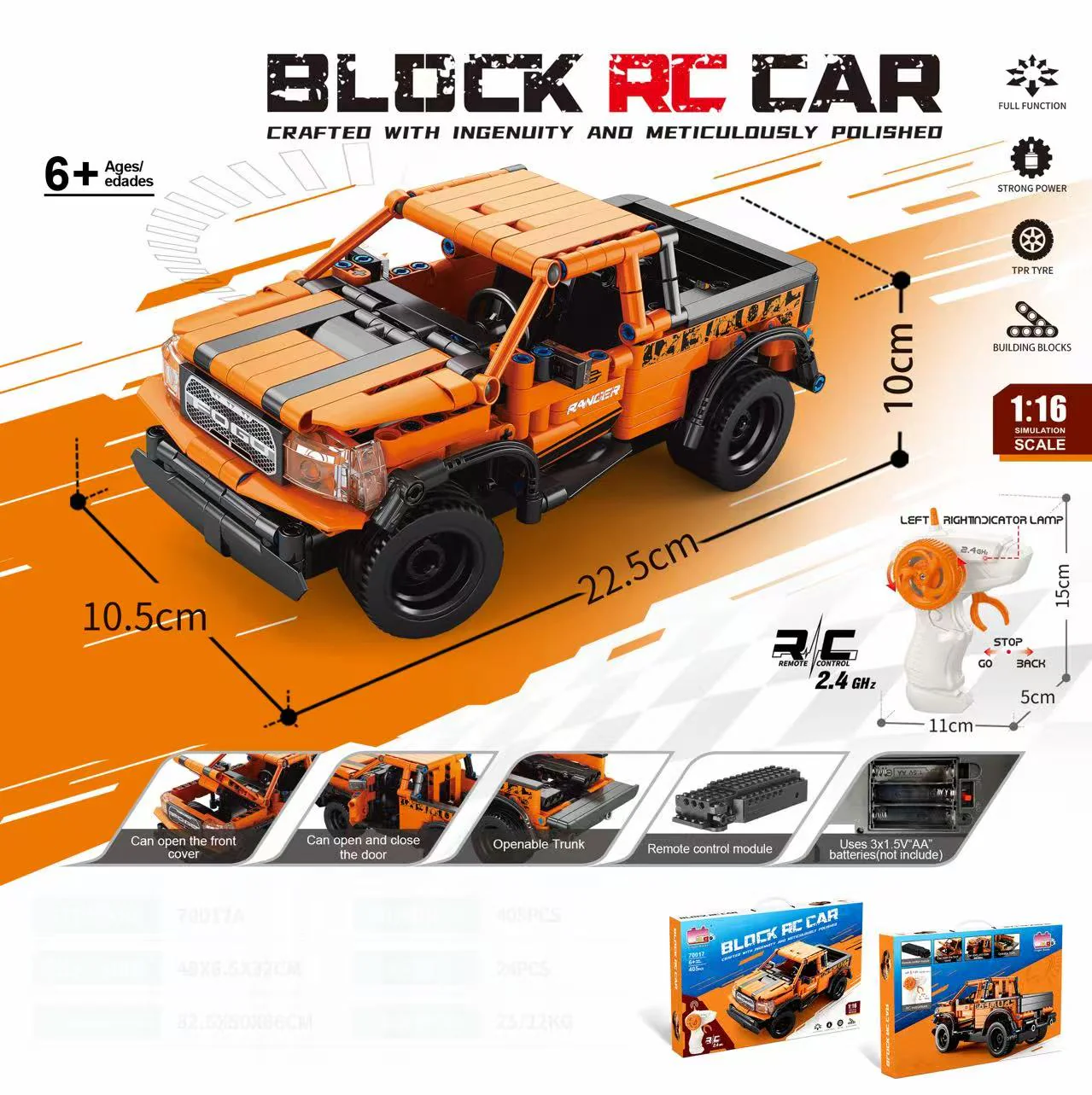 R/C Building Block Car Kit Mustang Raptor Lamborghini McLaren Remote Control Brick Car Set - Image 2