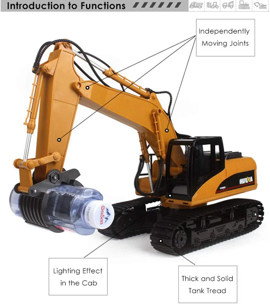 New 1:14 RC 16-Channel Demolition Grapple Excavator – Remote Control Construction Vehicle, Model 201563 - Image 3